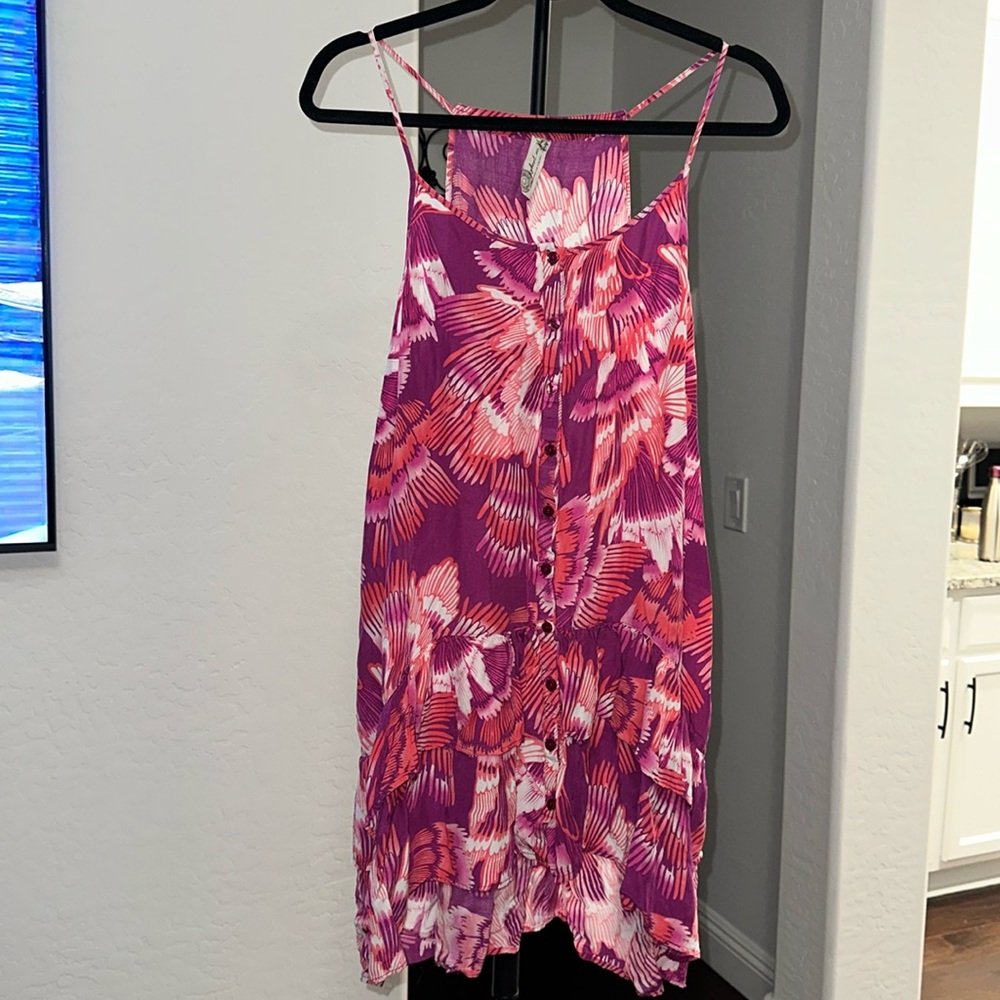 FREE PEOPLE Purple, White and Orange Summer dress with pockets Size Medium - Picture 2 of 14